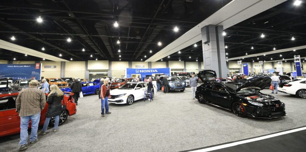 Cars on display at the auto show